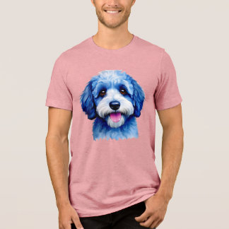 Sheepadodle blij gezicht in blauw Tri-Blend shirt