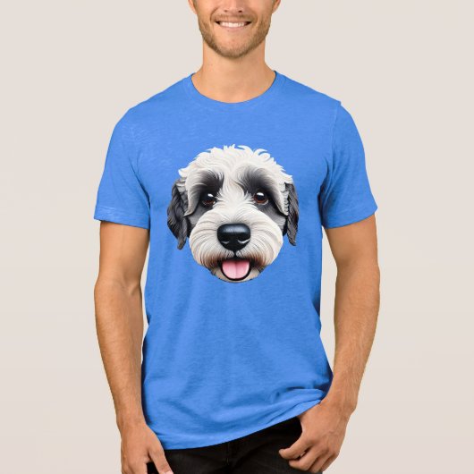 Sheepadoodle blij gezicht BW-2 Tri-Blend Shirt (Voorkant)