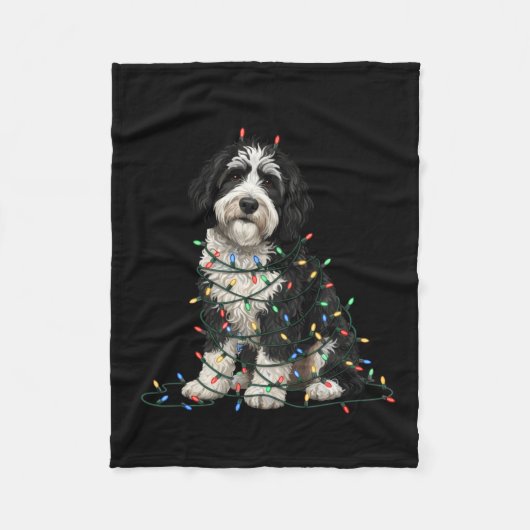 Sheepadoodle Christmas I'm Fine Everything Is Fine Fleece Deken (Voorkant)