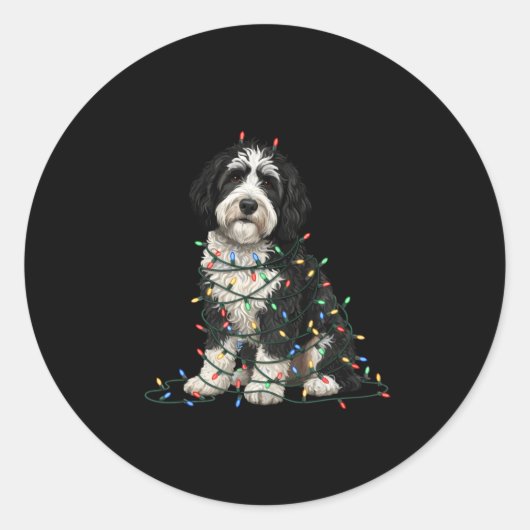 Sheepadoodle Christmas I'm Fine Everything Is Fine Ronde Sticker (Voorkant)