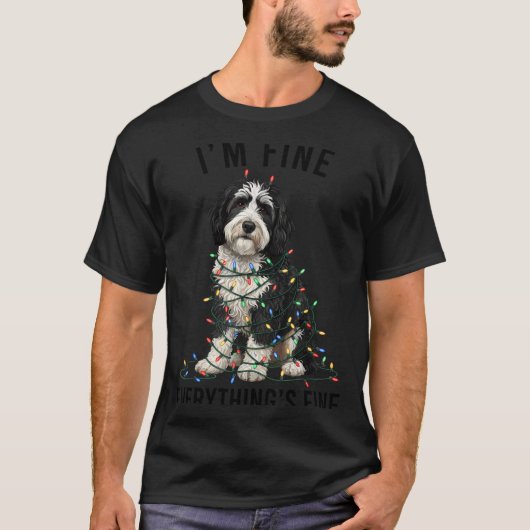 Sheepadoodle Christmas I'm Fine Everything Is Fine T-shirt (Voorkant)