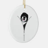 Sheepadoodle Hond Rits Fun Puppy Hondeneigenaar Keramisch Ornament (Rechts)