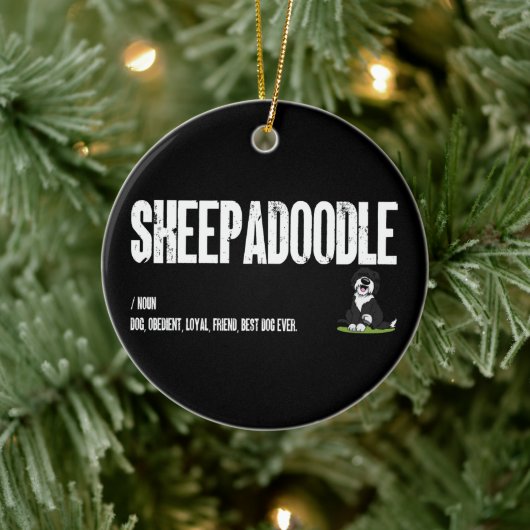Sheepadoodle Honden Definitie, Doodle Hond Zelfsta Keramisch Ornament (Boom)