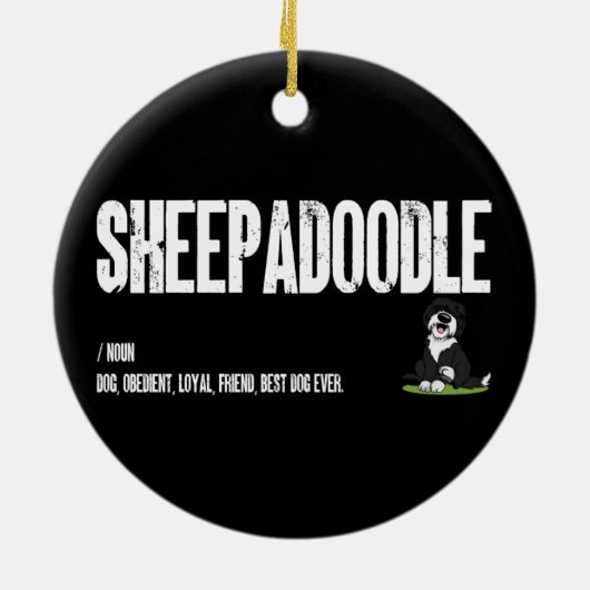 Sheepadoodle Honden Definitie, Doodle Hond Zelfsta Keramisch Ornament (Achterkant)