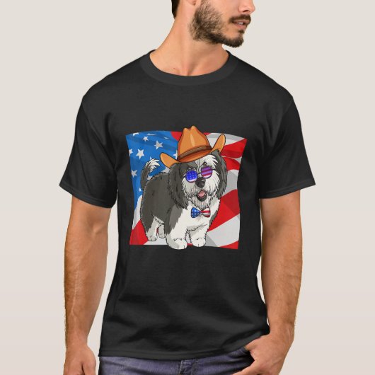 Sheepadoodle Patriotic Merica 4th Of July American T-shirt (Voorkant)