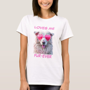 Sheepdog Hond Hart-vormige Zonnebril T-shirt