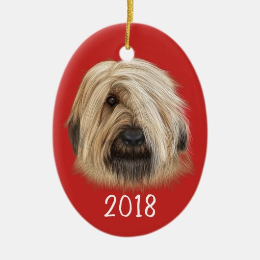 Sheepdog Portrait Keepomwille Jaar Keramisch Ornament (Voorkant)