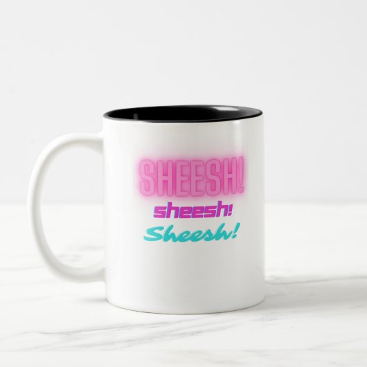 Sheesh - Grappig hoe je je ongeloof uitdrukt Tweekleurige Koffiemok (Links)