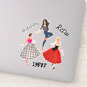 sheet/6 Polka-Dot 1950s Retro Rockabilly Vrouwen Sticker