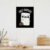 Sheet Happens Funny Paper Pun Dark BG Poster (Keuken)