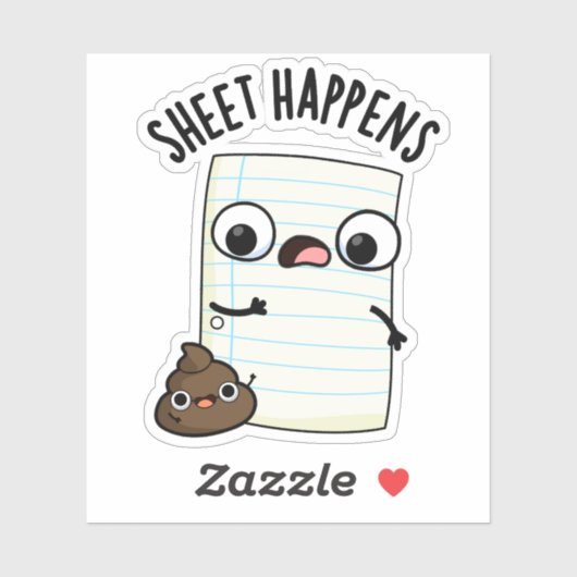 Sheet Happens Grappige Papieren Pun Sticker (Vel)