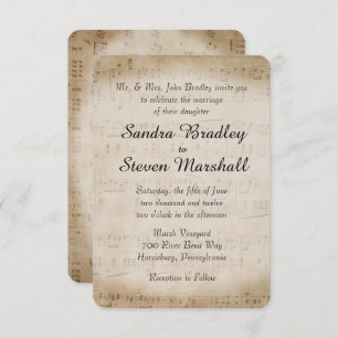 Sheet Music Wedding Uitnodiging