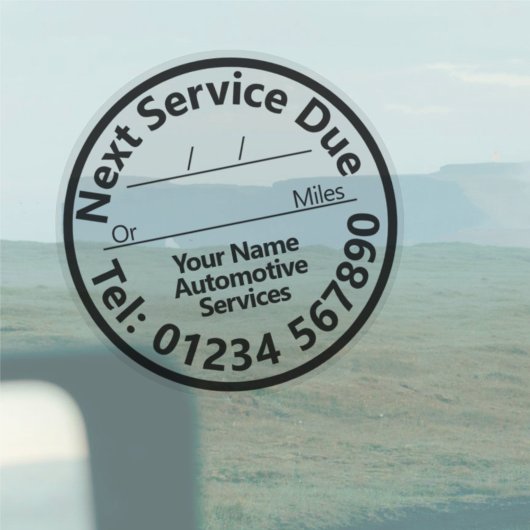 Sheet van de volgende auto service te wijten voorr sticker