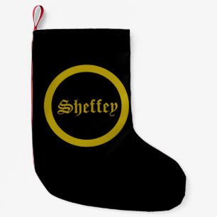 Sheffey-lettertypen - Zwarte en gouden kerstkleute Kleine Kerstsok