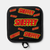 Sheffey Red Comic Font Pannenlap (Voorkant)