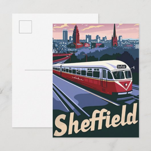 Sheffield Groot-Brittannië reisillustratie Briefkaart (Voorkant / Achterkant)