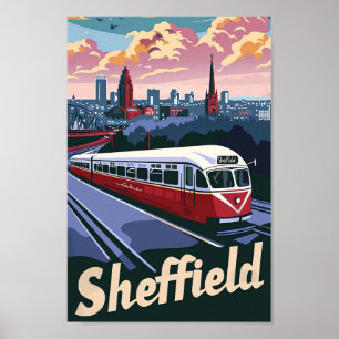 Sheffield Groot-Brittannië reisillustratie Poster