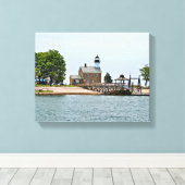 Sheffield Island Lighthouse, Connecticut Canvas Afdruk (Insitu (Houten vloer))