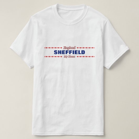 SHEFFIELD - My Home - England; Rode en roze harten T-shirt (Design voorkant)