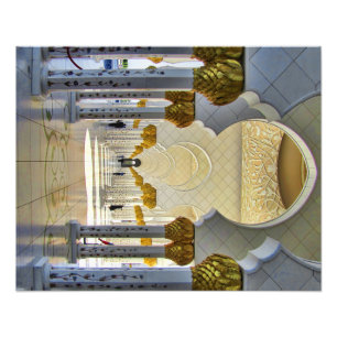 Sheik Zayed Grand Mosque Corridor Foto Afdruk
