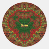 SHELBIE 3D! Goud, rood en groen Ronde Sticker (Voorkant)