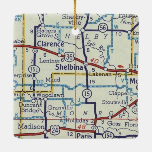 Shelbina MO  kaart Keramisch Ornament (Achterkant)