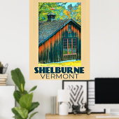 Shelburne, affiche de voyage vintage du Vermont (Bureau à domicile)