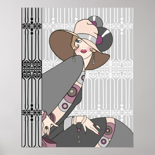 Shelby, 1920s Lady in Grey and Roos Poster (Voorkant)