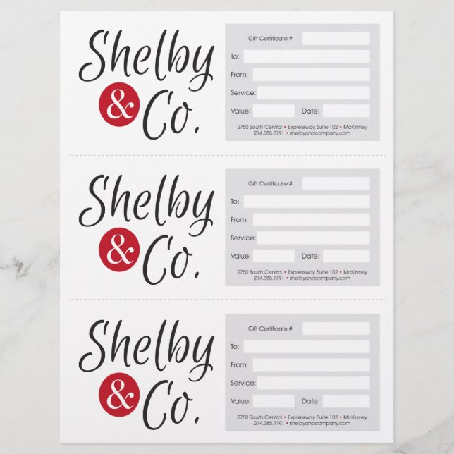 Shelby & co gift certificate (Voorkant)
