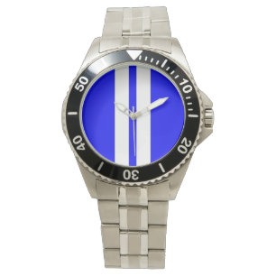 Shelby Cobra Blue White Racing Stripes Horloge