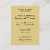 Shelby, jaren 20 Art Deco Lady in Geel en Olive Visitekaartje (Achterkant)