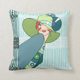 Shelby, Lady in Aqua, 1920 en Blauwgroen Kussen