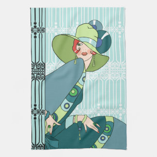 Shelby, Lady in Aqua, 1920 en Blauwgroen Theedoek