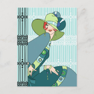 Shelby, Lady in Aqua, 1930 en Blauwgroen Briefkaart