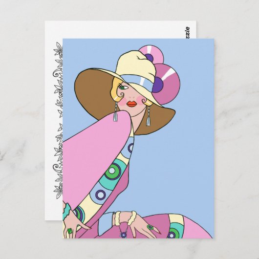 Shelby, Lady in Blue and Pink uit 1920 Briefkaart (Voorkant / Achterkant)