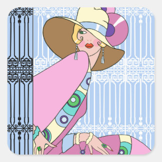 Shelby, Lady in Blue and Pink uit 1920 Vierkante Sticker