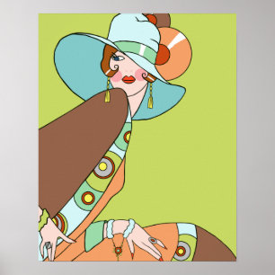 Shelby, Lady uit 1920 in Kiwi en Brown Poster