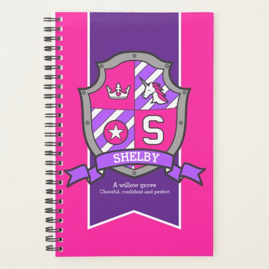 Shelby name: knight shield initiaal S roze Planner (Voorkant)