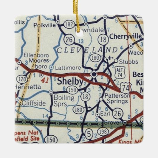 Shelby NC  Map Keramisch Ornament (Voorkant)