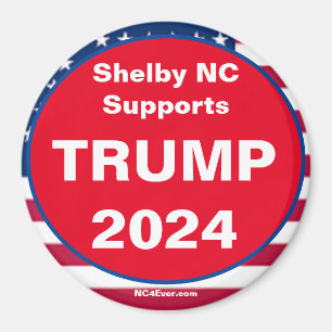 Shelby NC ondersteunt TRUMP 2024 Patriottische mag Magneet