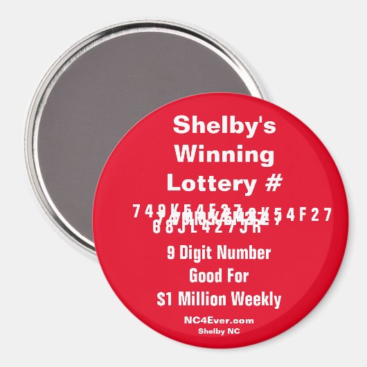 Shelby's winnende loterij nummer magneet (Voorkant / Achterkant)