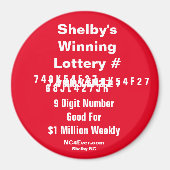 Shelby's winnende loterij nummer magneet (Voorkant)