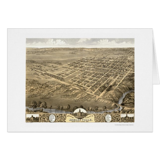 Shelbyville, IL Panoramic Map - 1869 (Voorkant Horizontaal)
