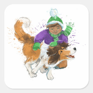 Sheldon de Sheltie en zijn jongen Vierkante Sticker