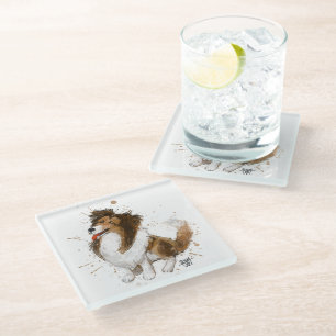 Sheldon de Sheltie Glazen Onderzetter