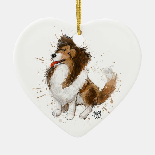 Sheldon de Sheltie Keramisch Ornament (Voorkant)