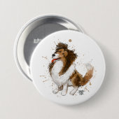 Sheldon de Sheltie Ronde Button 7,6 Cm (Voorkant /achterkant)