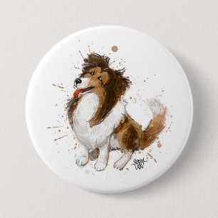 Sheldon de Sheltie Ronde Button 7,6 Cm