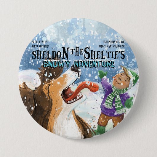 Sheldon de Sheltie Ronde Button 7,6 Cm (Voorkant)