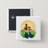 Sheldon de Sheltie Vierkante Button 5,1 Cm (Voorkant /achterkant)